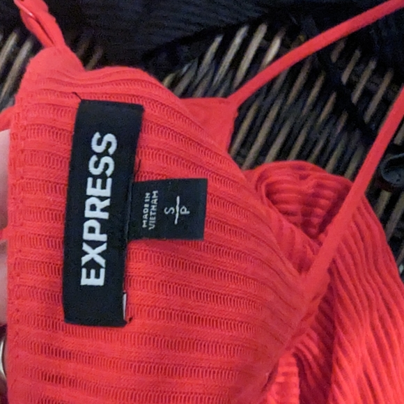 Express Ribbed Red Midi Dress Cut-out back Dress - Picture 4 of 6